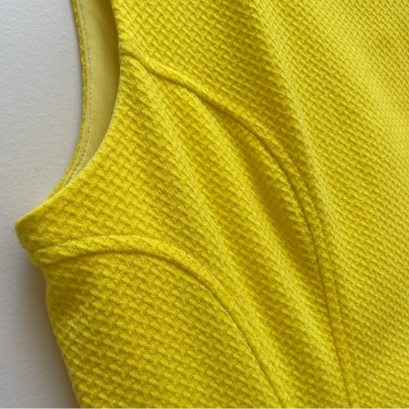 { Betsey Johnson Dress } Yellow Textured Knit Stretch Dress with Ruffle Hem - Picture 2 of 9